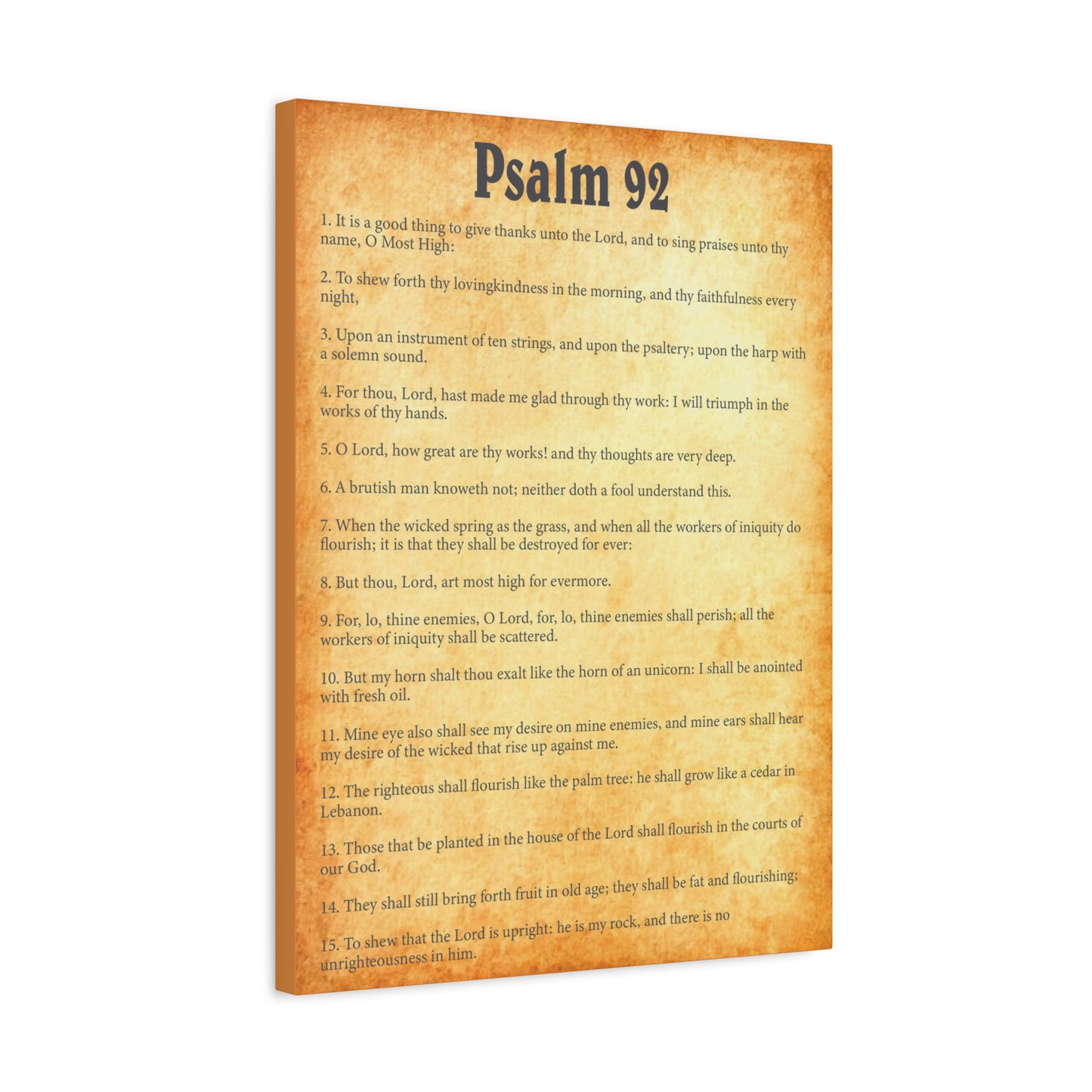 Scripture Walls Psalm 92 Gold Bible Chapter Canvas Christian Wall Art Ready to Hang Unframed