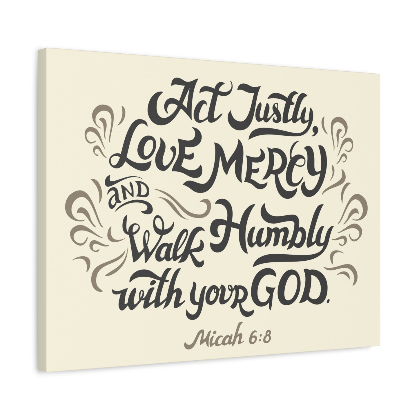 Scripture Canvas Act Justly Walk Humbly Micah 6:8 Christian Wall Art Bible Verse Print Ready To Hang