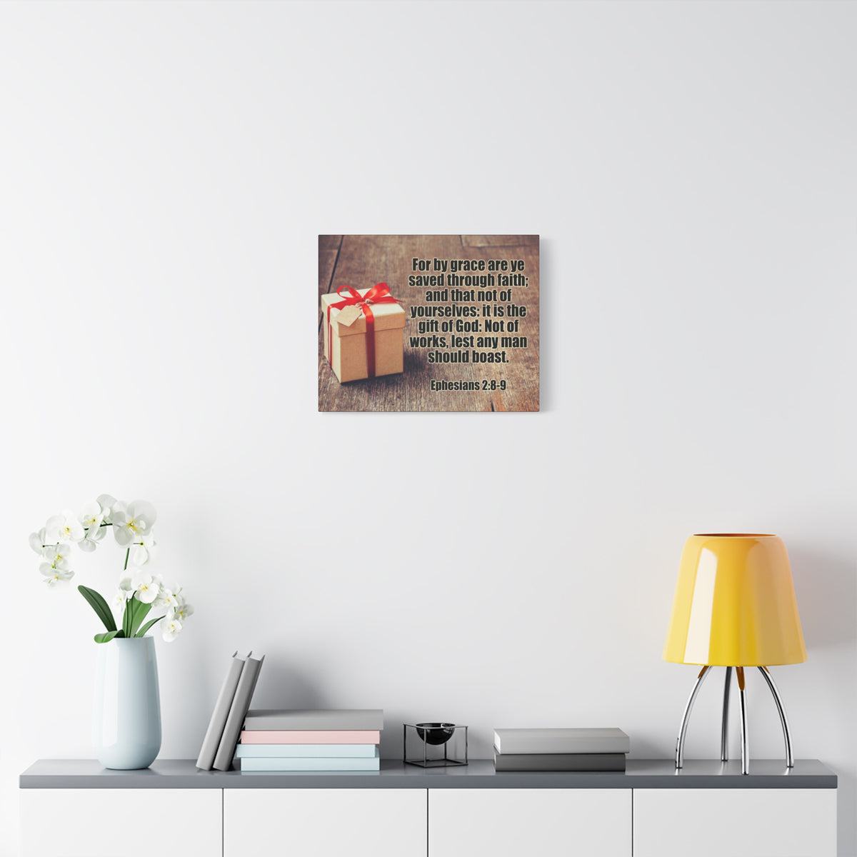 Scripture Canvas For by Grace Ephesians 2:8-9 Christian Wall Art Bible Verse Print Ready to Hang