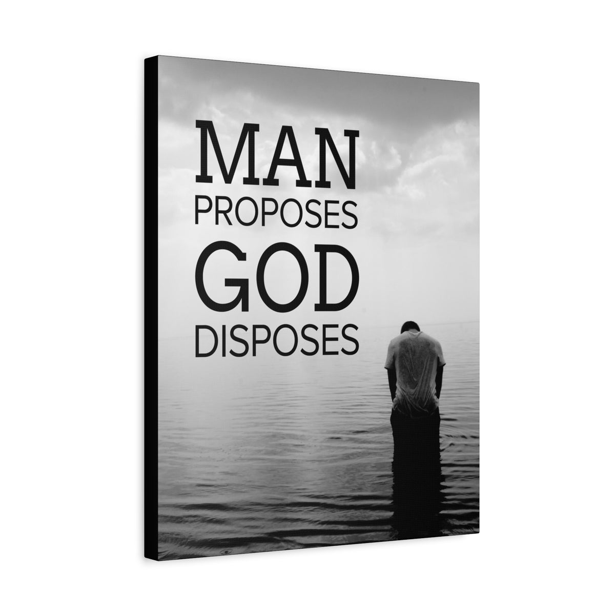Scripture Canvas Man Proposes God Disposes Proverbs 19:21 Christian Home Décor Ready to Hang Wall Art Scripture