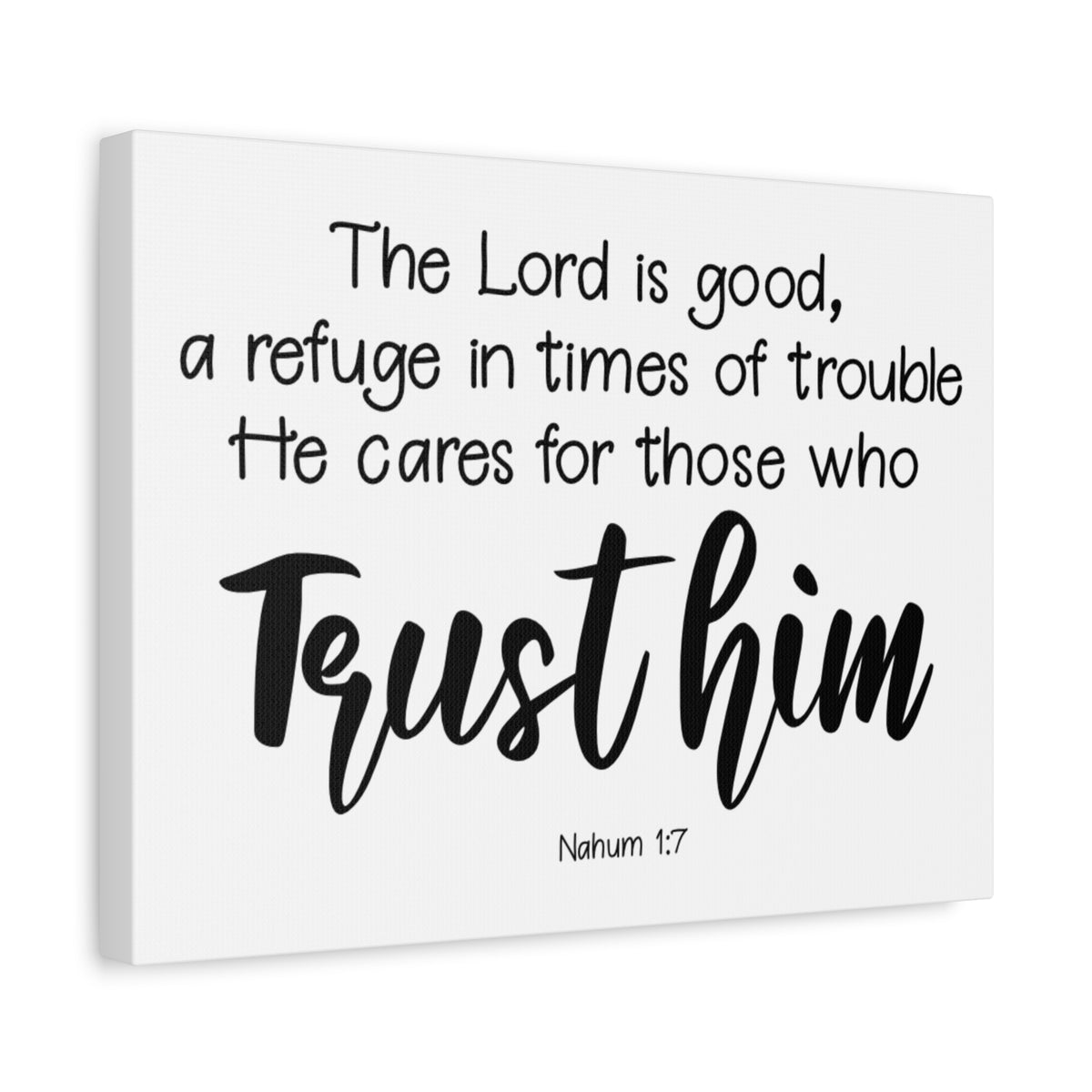 Scripture Canvas Trust Him Nahum 1:7 Christian Wall Art Bible Verse Print Ready to Hang
