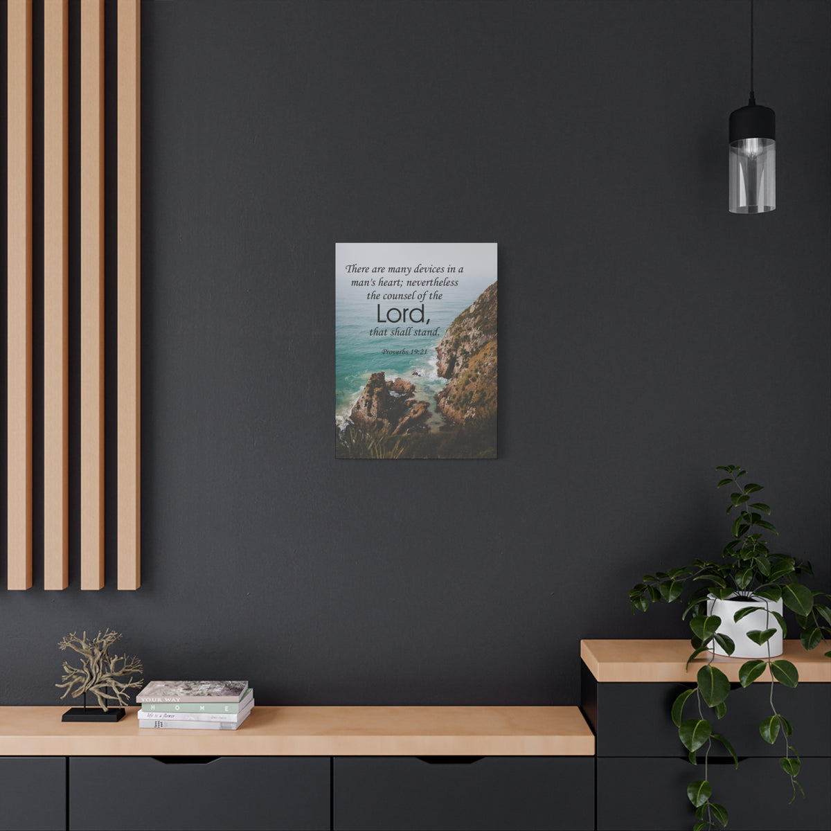 Scripture Canvas The Counsel of The Lord Proverbs 19:21 Christian Wall Art Bible Verse Print Ready to Hang