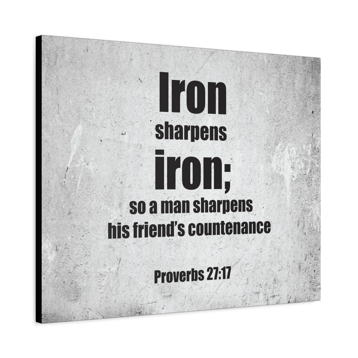 Scripture Canvas Iron Sharpens Iron Proverbs 27:17 Christian Wall Art Bible Verse Print Ready to Hang