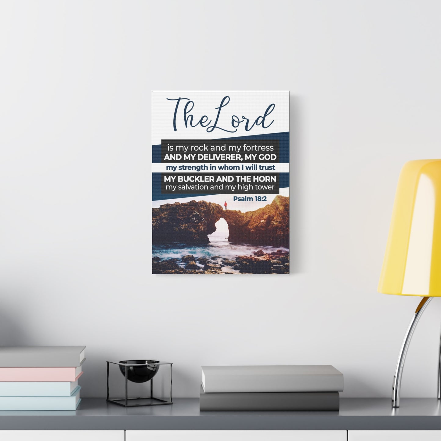 Scripture Canvas The Lord is My Rock Psalm 18:2 KJV Christian Wall Art Bible Verse Print Ready to Hang