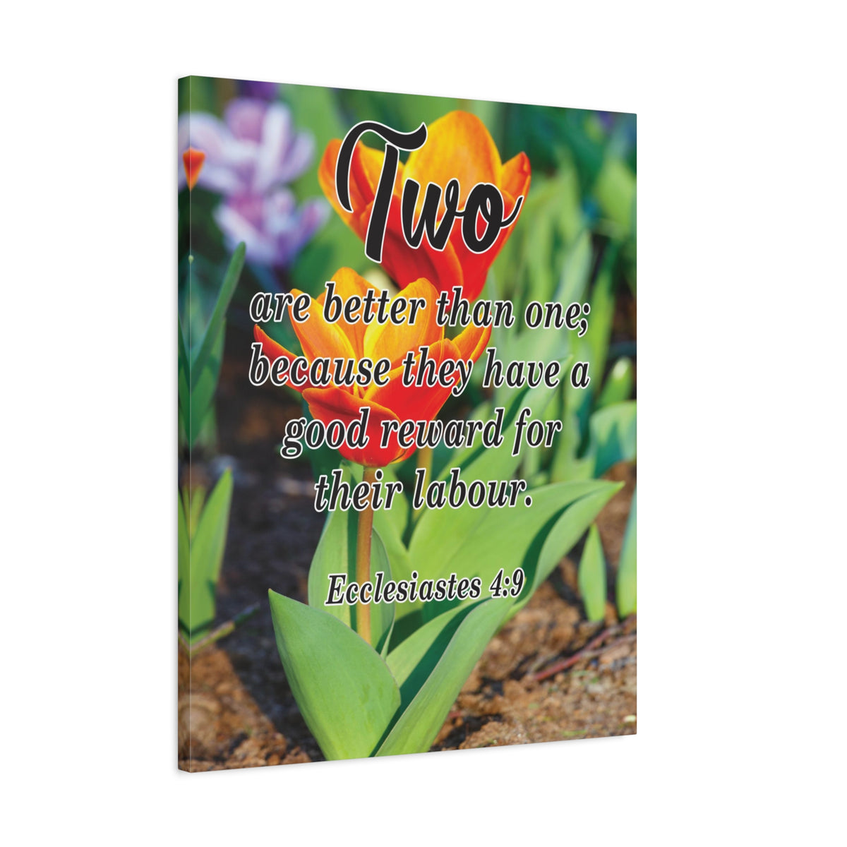 Scripture Canvas Two Are Better Than One Ecclesiastes 4:9 Christian Wall Art Bible Verse Print Ready to Hang