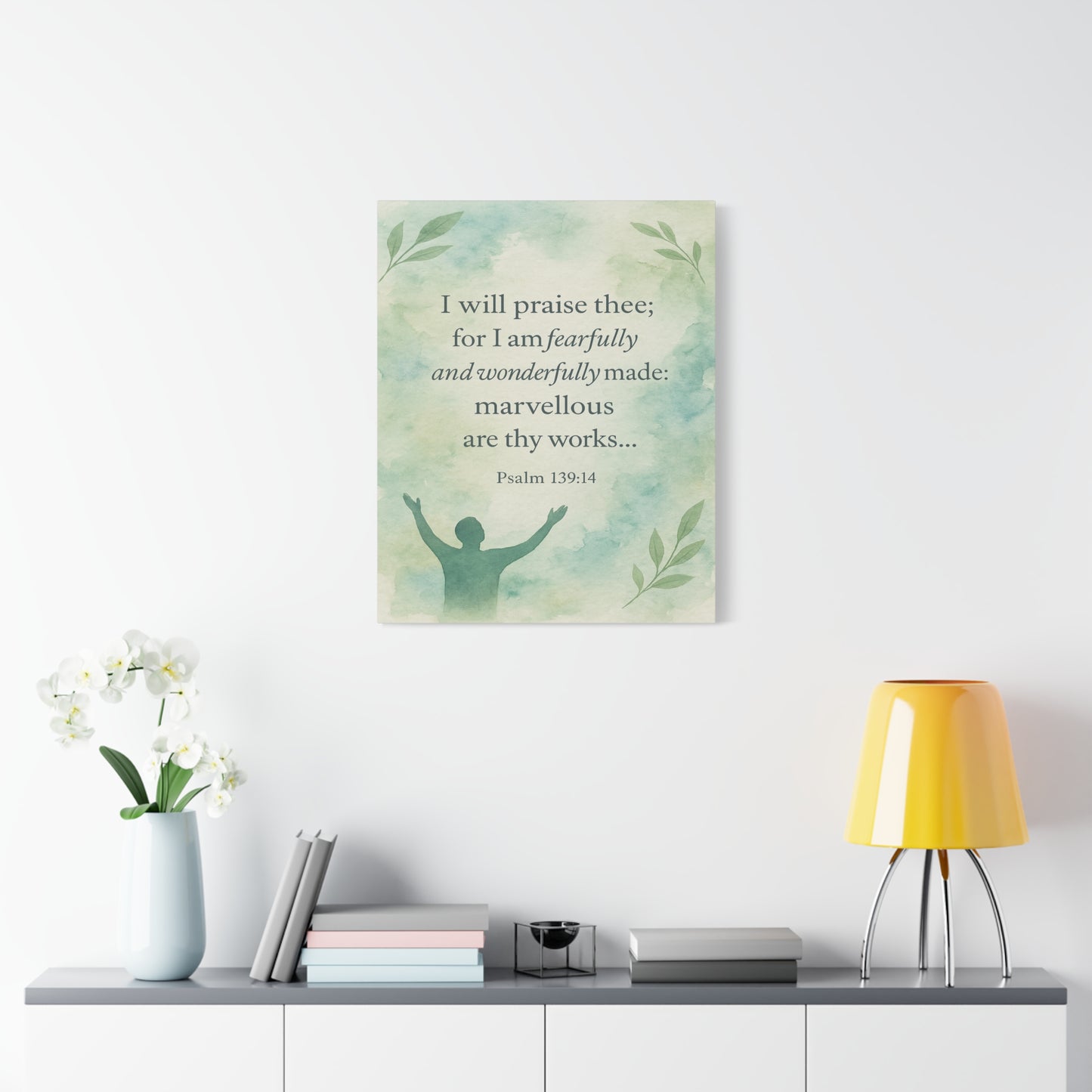 Bible Verse Canvas Psalm 139:14 Christian Home Décor Wall Art Scripture Ready to Hang Faith Print