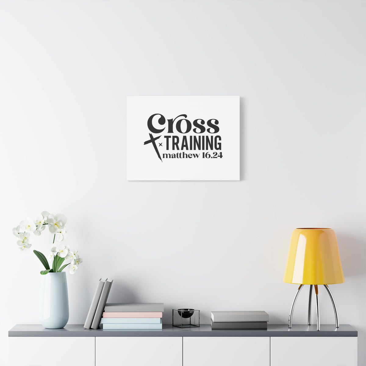 Scripture Canvas Cross Training Matthew 16:24 Christian Wall Art Bible Verse Print Ready to Hang