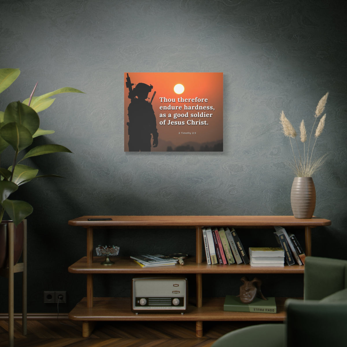 Scripture Canvas Endure Hardness 2 Timothy 2:3 Christian Wall Art Bible Verse Print Ready to Hang