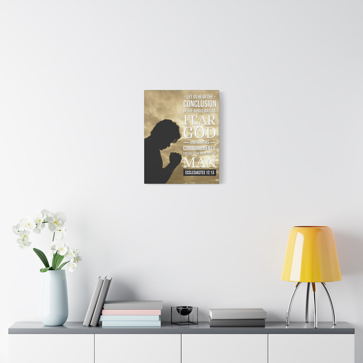 Scripture Canvas Conclusion Ecclesiastes 12:13 Christian Wall Art Bible Verse Print Ready to Hang