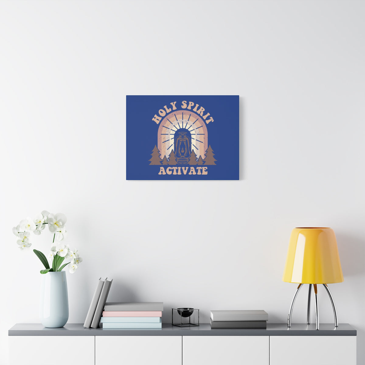 Scripture Canvas Holy Spirit Activate Acts 2:38 Blue Christian Wall Art Bible Verse Print Ready to Hang