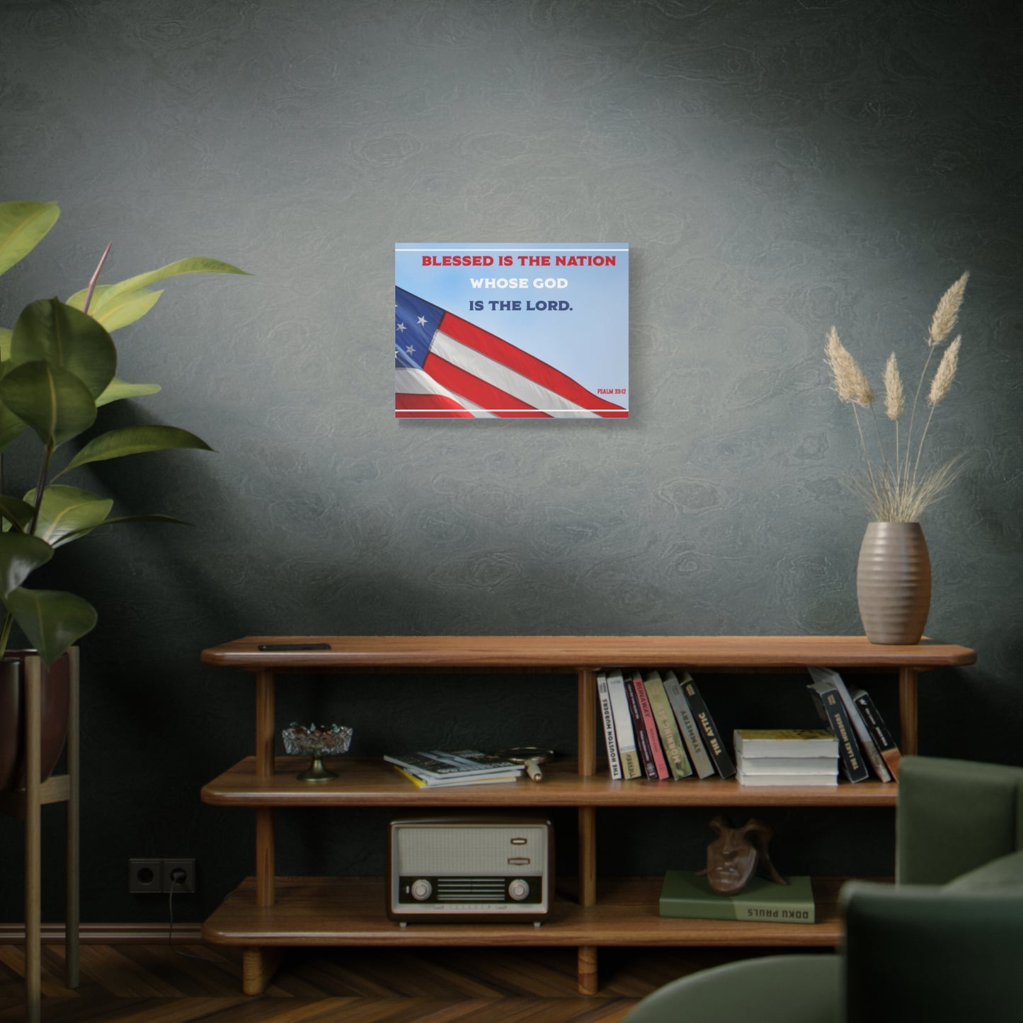 Scripture Canvas Blessed Is The Nation Psalm 33:12 Christian Wall Art Bible Verse Print Ready to Hang