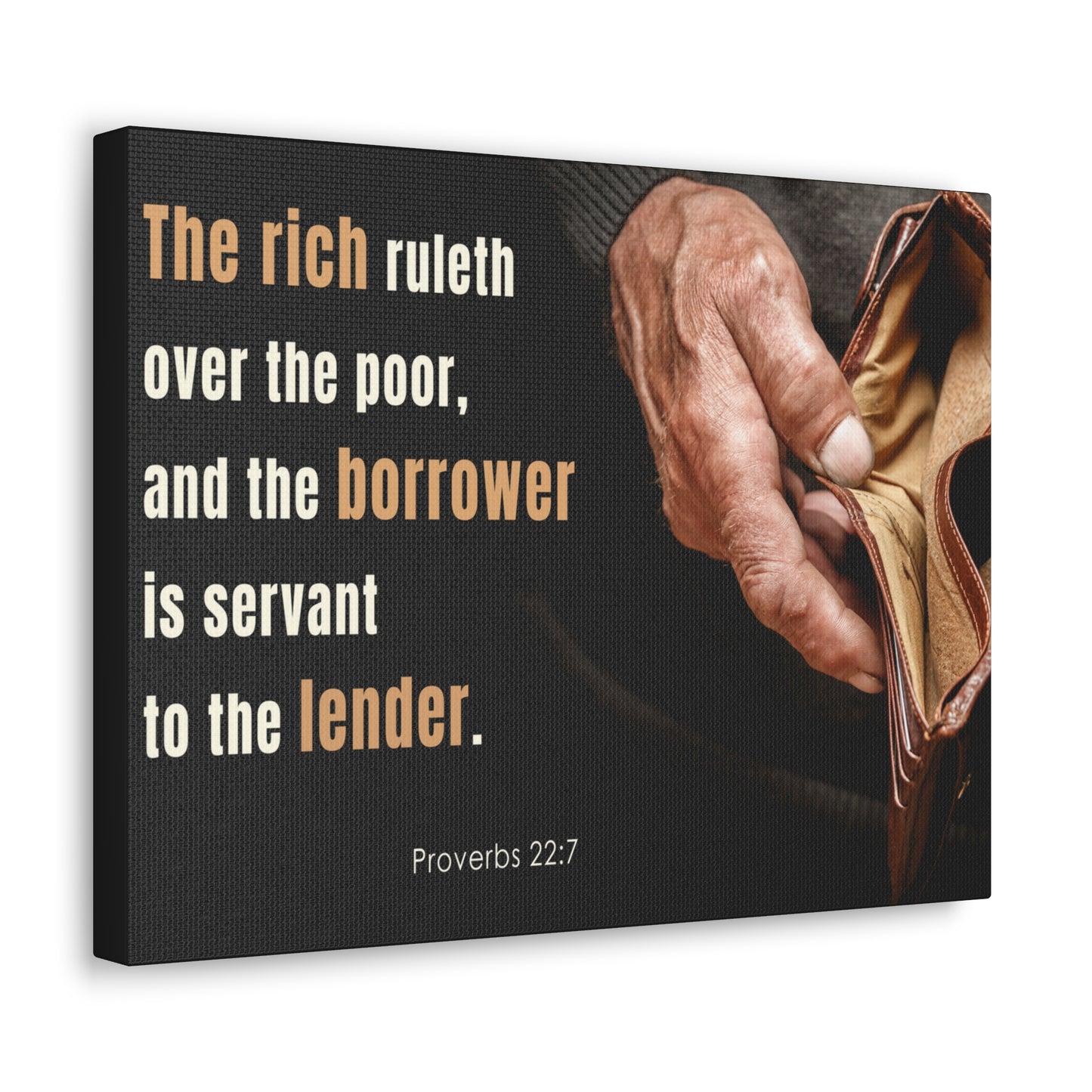 To The Lender Proverbs 22:7 Bible Verse Canvas Christian Wall Art Ready to Hang