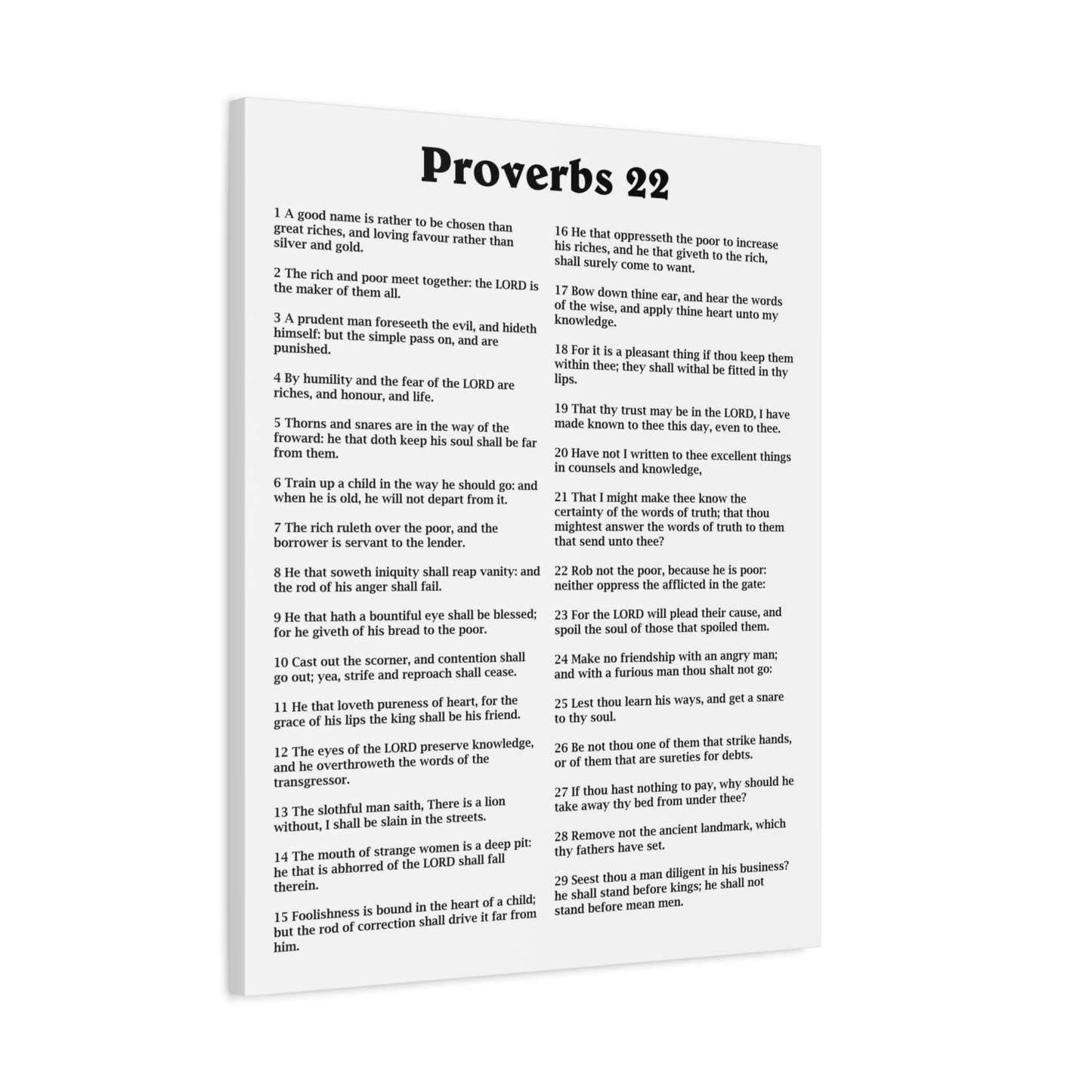Scripture Walls Proverbs Chapter 22 White Bible Canvas Christian Wall Art Ready to Hang Unframed