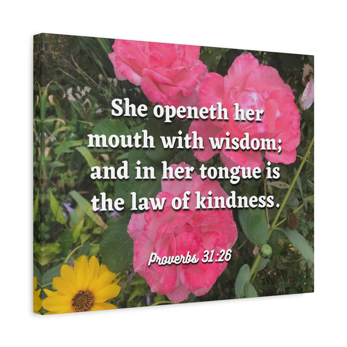 Scripture Canvas Her Mouth With Wisdom Proverbs 31:26 Christian Wall Art Bible Verse Print Ready to Hang