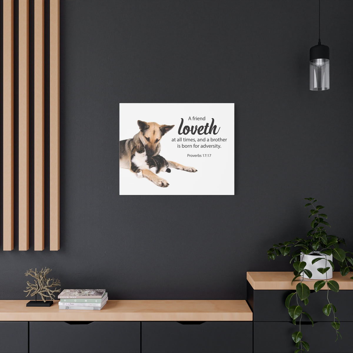 Scripture Canvas A Friend at All Times Proverbs 17:17 Christian Wall Art Bible Verse Print Ready to Hang