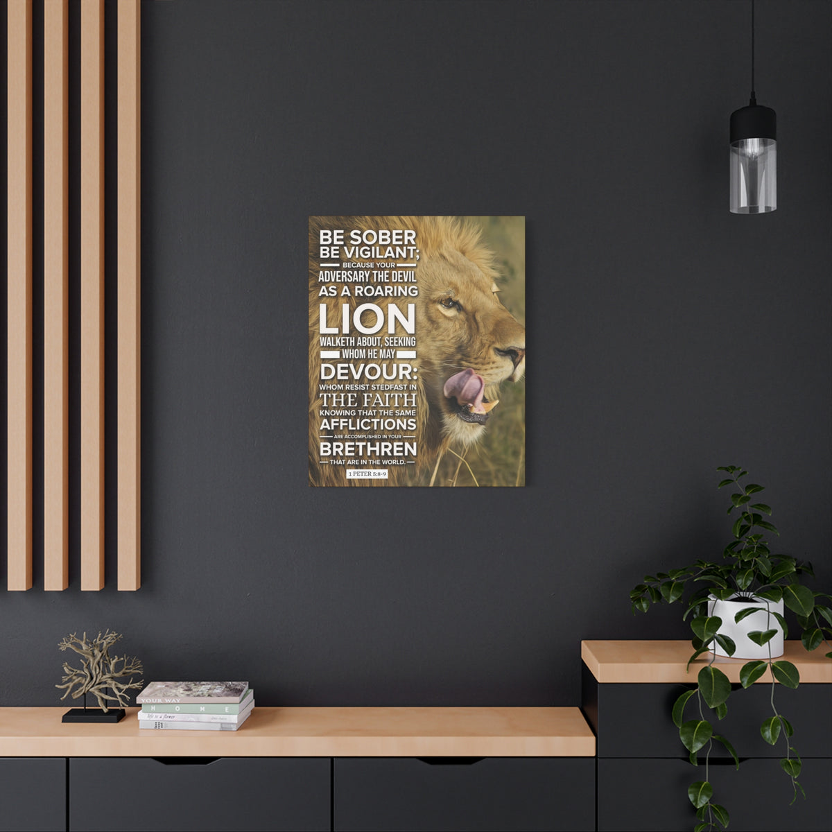 Scripture Canvas Be Vigilant 1 Peter 5:89 Christian Wall Art Bible Verse Print Ready to Hang