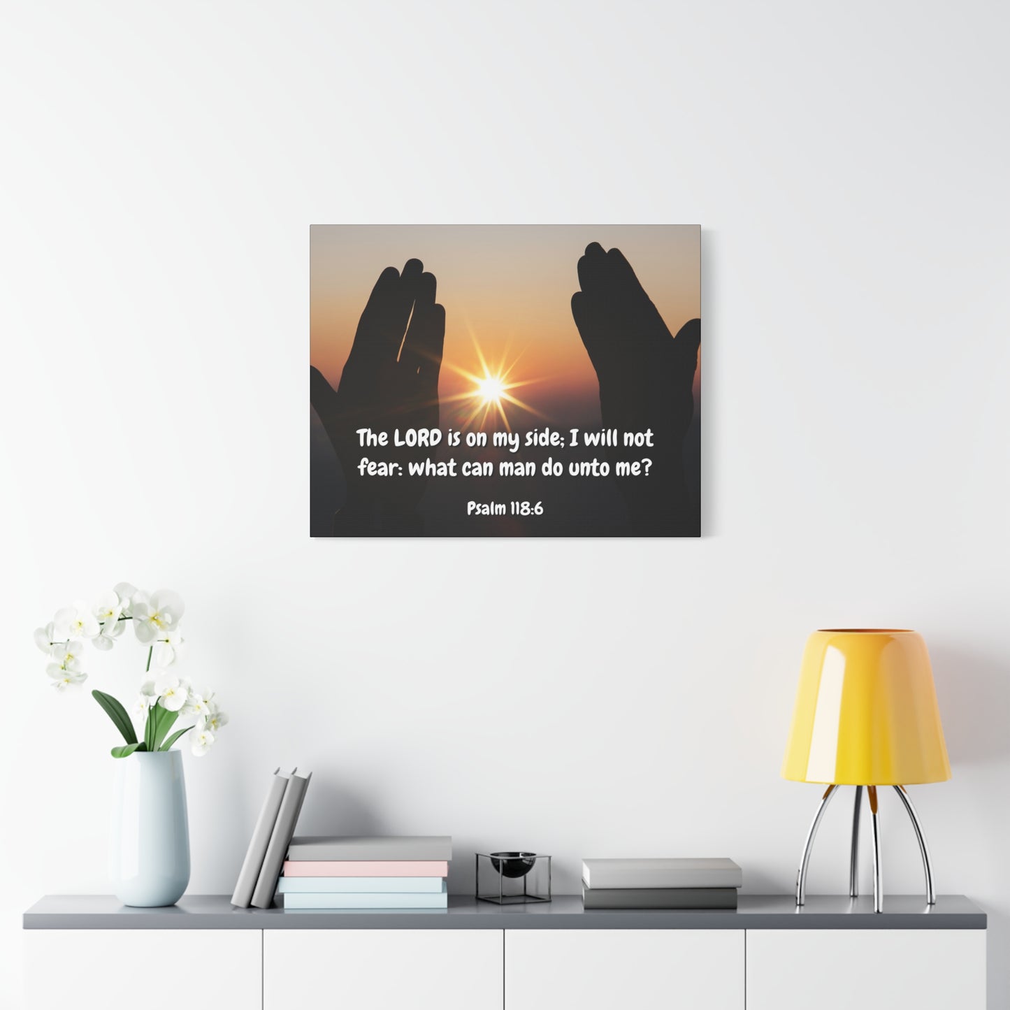 Scripture Canvas God Is On My Side Psalm 118:6 Christian Wall Art Bible Verse Print Ready to Hang