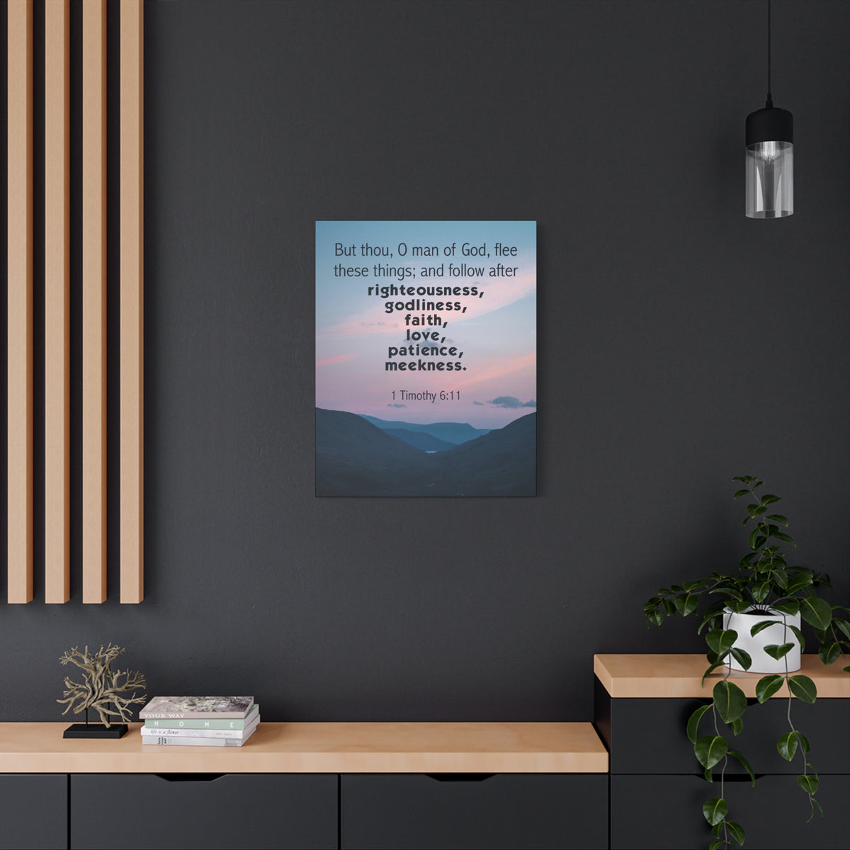Scripture Canvas O Man of God 1 Timothy 6:11 Christian Wall Art Bible Verse Print Ready to Hang