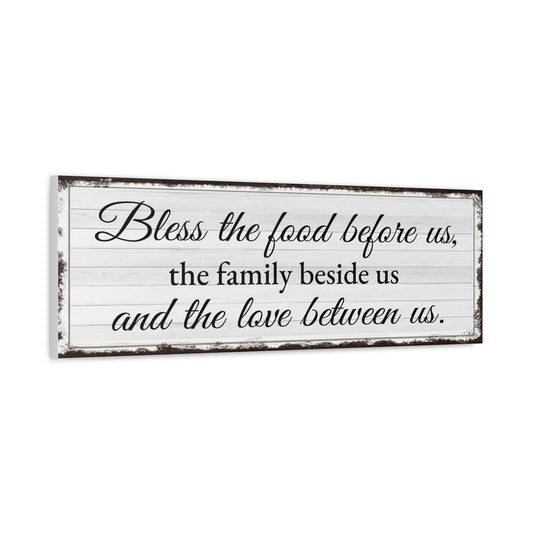 Scripture Walls Bless The Food White Bible Verse Canvas Christian Wall Art Ready to Hang Unframed