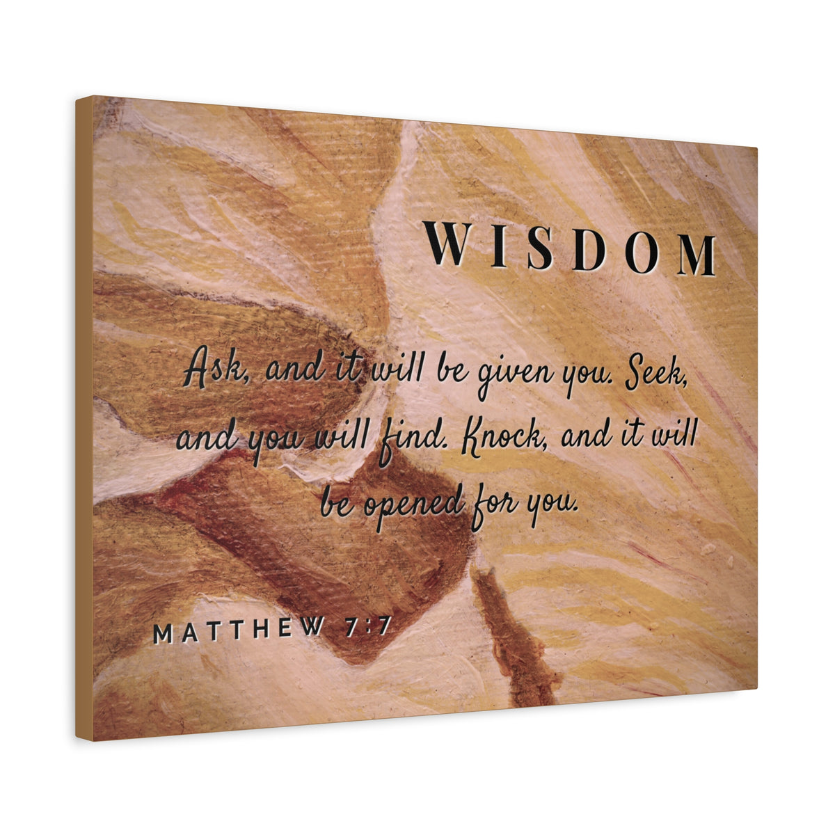 Scripture Canvas Wisdom Matthew 7:7 Christian Wall Art Bible Verse Print Ready to Hang