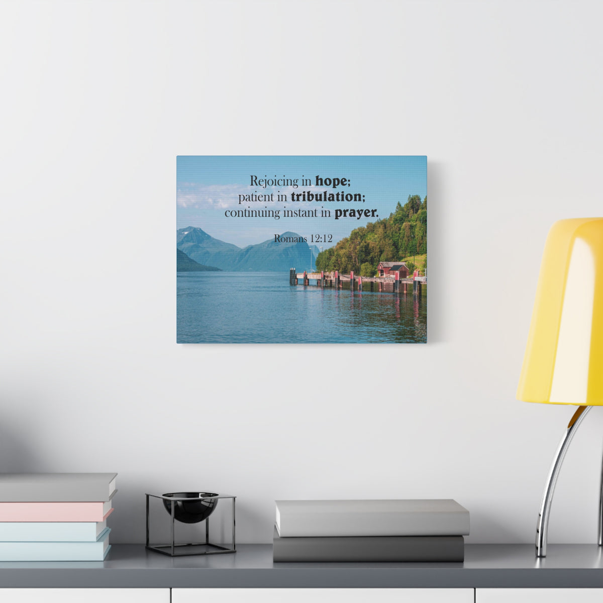 Scripture Canvas Rejoicing in Hope Romans 12:12 Christian Wall Art Bible Verse Print Ready to Hang