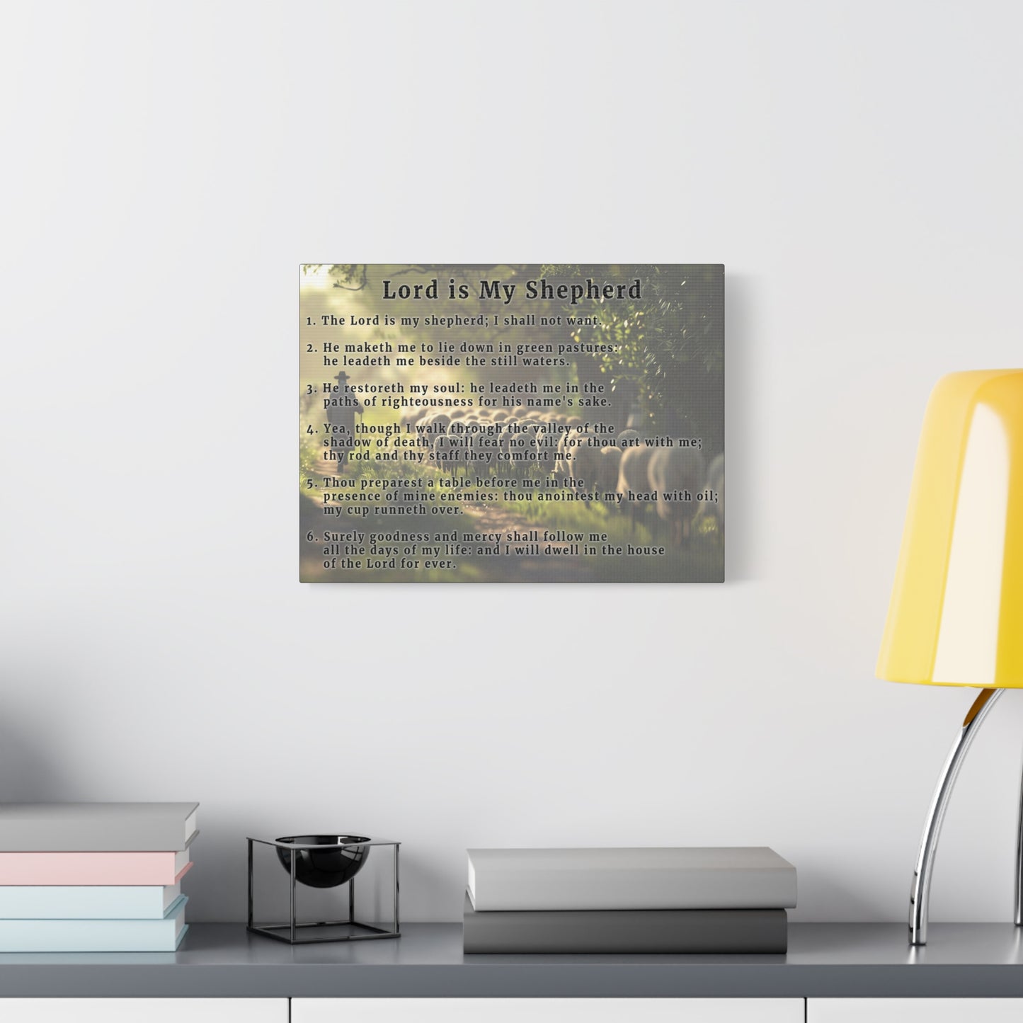 Scripture Walls Lord is My Shepherd Psalm 23 Green Bible Verse Canvas Christian Wall Art Ready to Hang Unframed