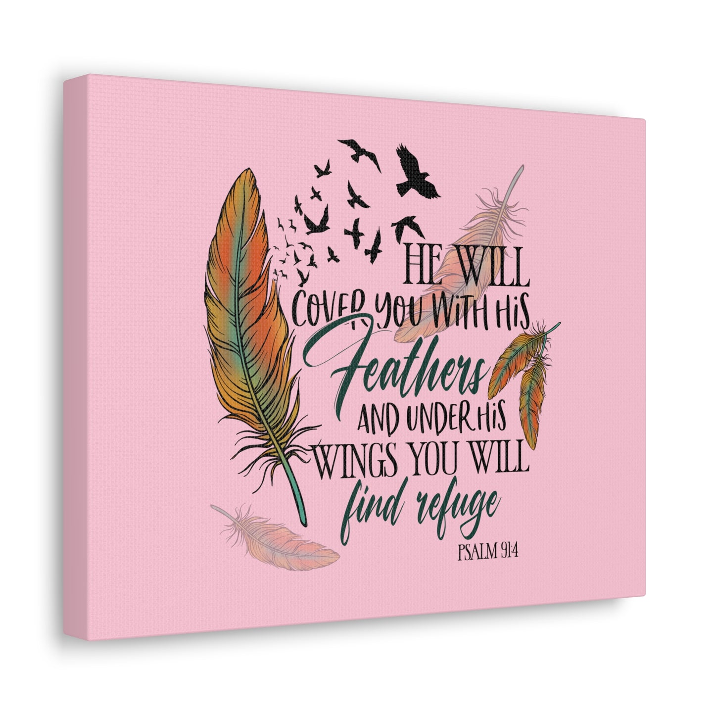 Under His Wings Psalm 19:4 Christian Wall Art Bible Verse Print Ready to Hang