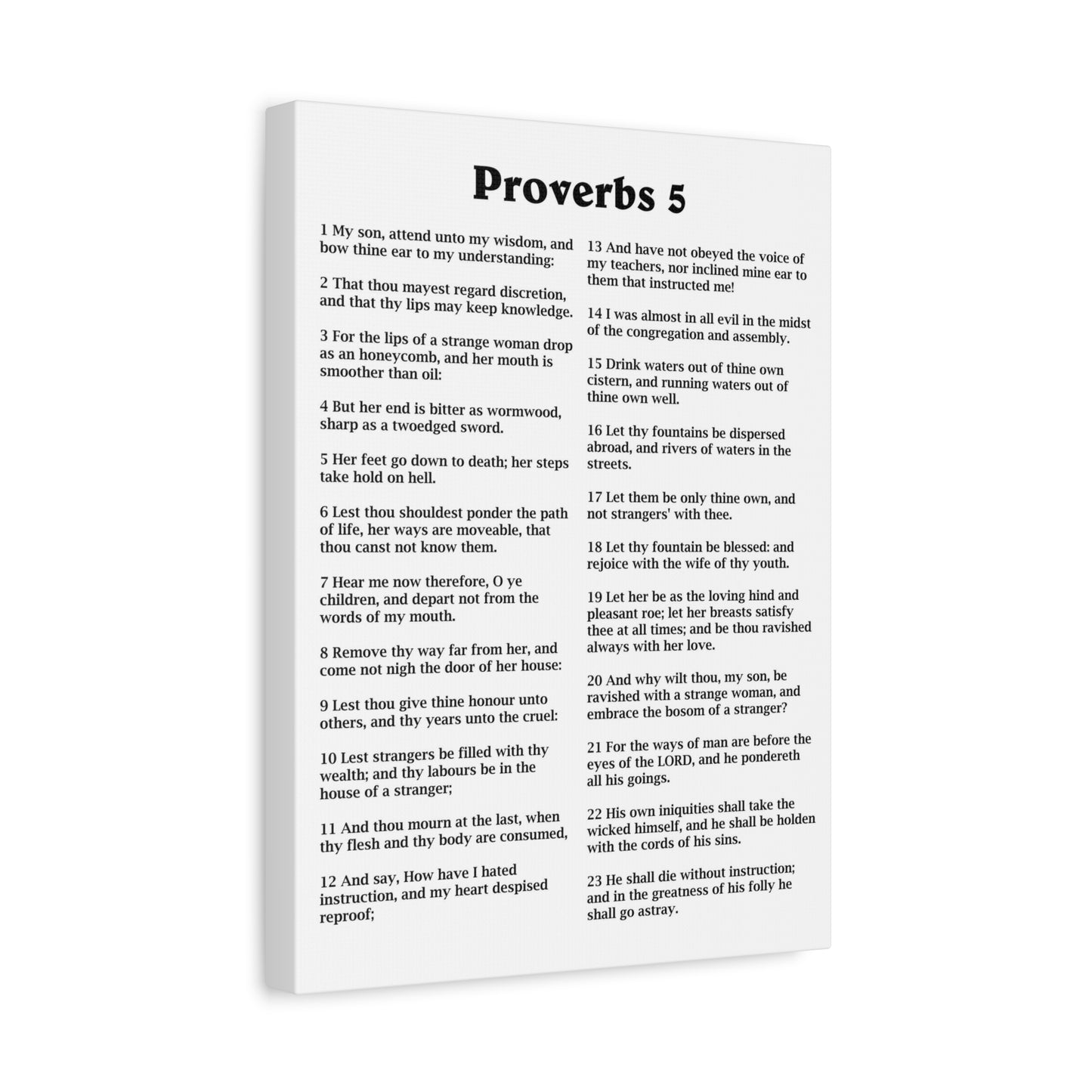 Scripture Walls Proverbs Chapter 5 White Bible Canvas Christian Wall Art Ready to Hang Unframed
