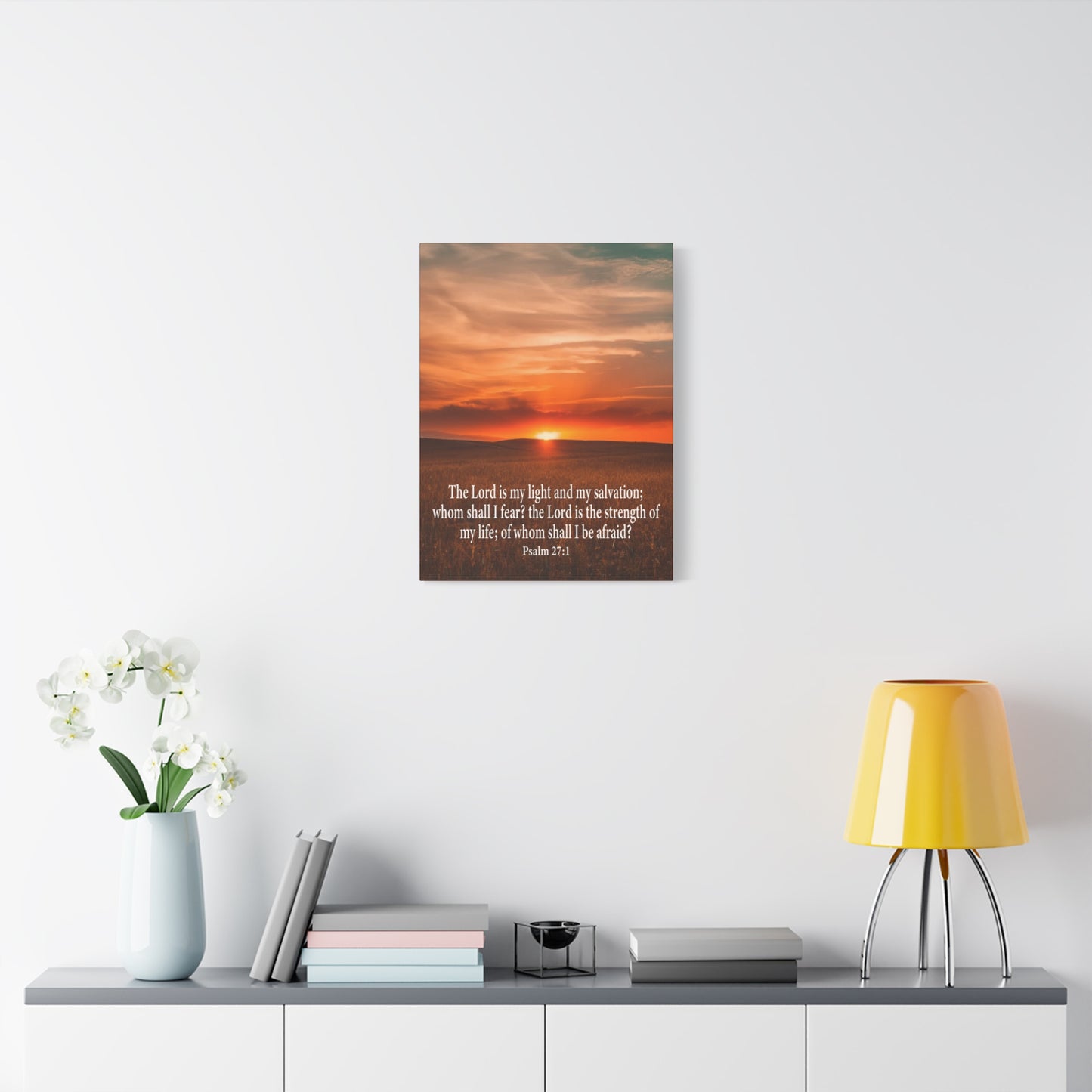 Bible Verse Canvas Lord is My Salvation Psalm 27:1 Christian Wall Décor Scripture Art Ready to Hang