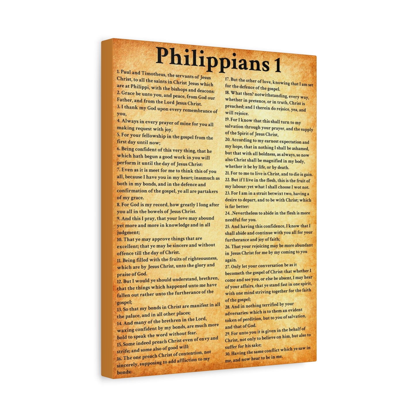 Scripture Walls Philippians 1 Gold Bible Verse Canvas Christian Wall Art Ready to Hang Unframed