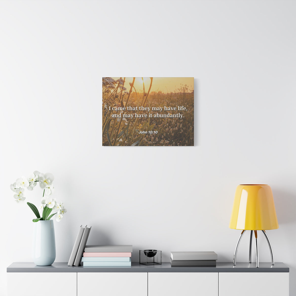 Scripture Canvas Abundantly John 10:10 Christian Wall Art Bible Verse Print Ready to Hang