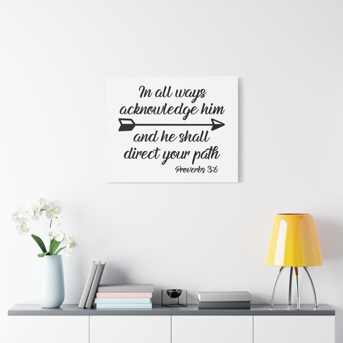 Scripture Canvas Acknowledge Him Proverbs 3:6 Christian Wall Art Bible Verse Print Ready to Hang