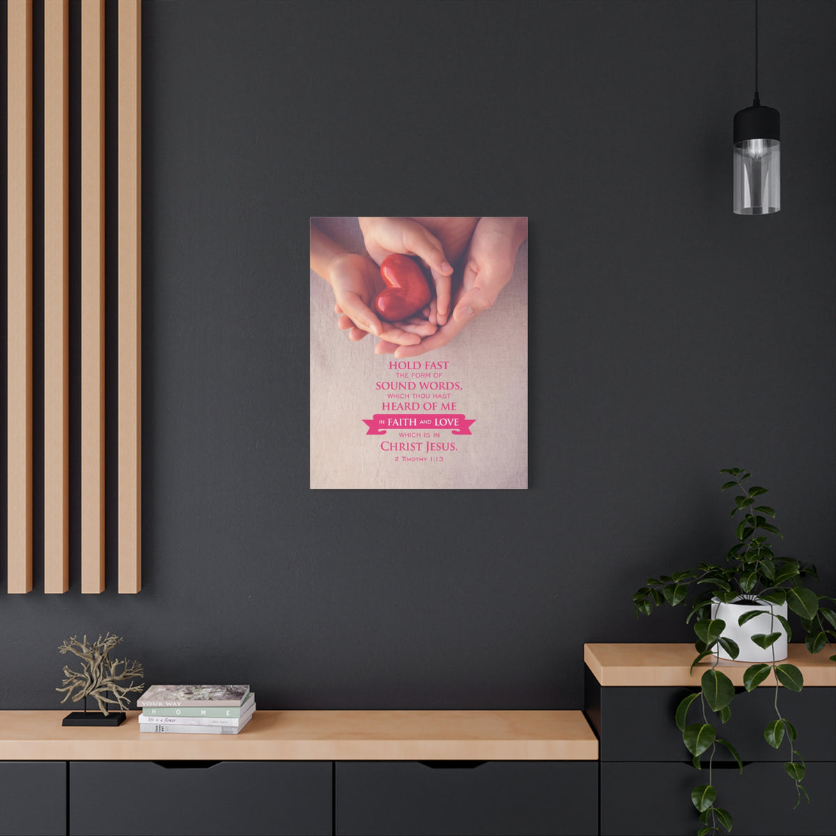 Scripture Canvas Faith and Love 2 Timothy 1:13 Christian Wall Art Bible Verse Print Ready to Hang