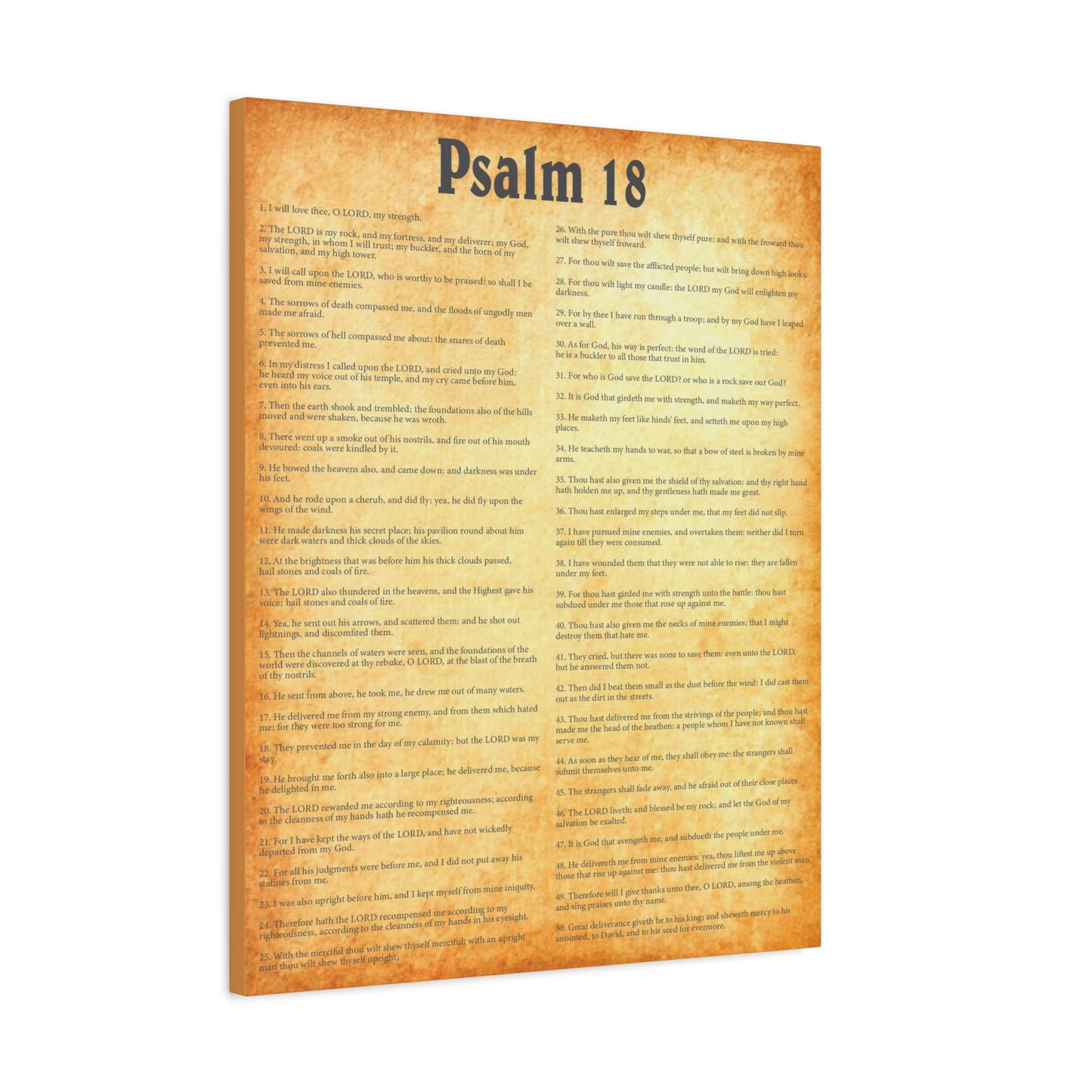 Scripture Walls Psalm 18 Gold Bible Chapter Canvas Christian Wall Art Ready to Hang