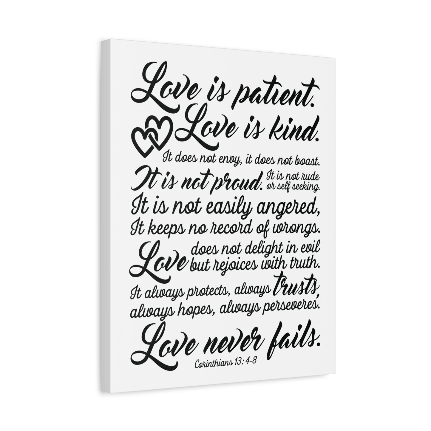 Scripture Canvas Love Is Patient Corinthians 13:4-8 Christian Wall Art Bible Verse Print Ready to Hang
