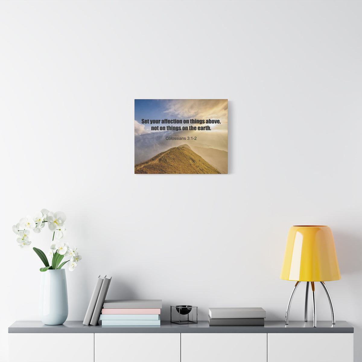 Scripture Canvas Set Your Affection Colossians 3:2 Christian Wall Art Bible Verse Print Ready to Hang