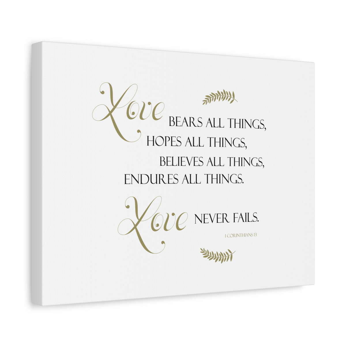 Scripture Canvas Love, Bears All Things 1 Corinthians 13 Christian Wall Art Bible Verse Print Ready to Hang
