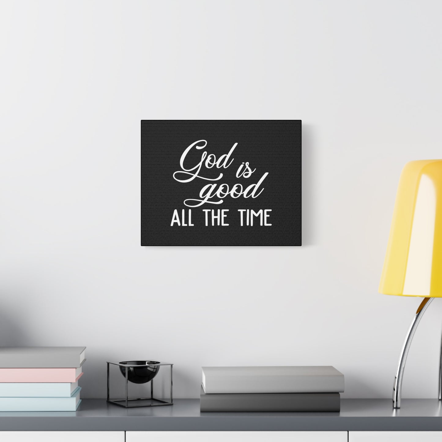 Scripture Canvas God Is Good All The Time Psalm 100:5 Black Christian Wall Art Bible Verse Print Ready to Hang