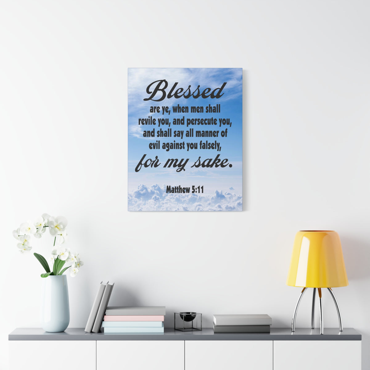 Scripture Canvas Blessed For My Sake Matthew 5:11 Christian Wall Art Bible Verse Print Ready to Hang