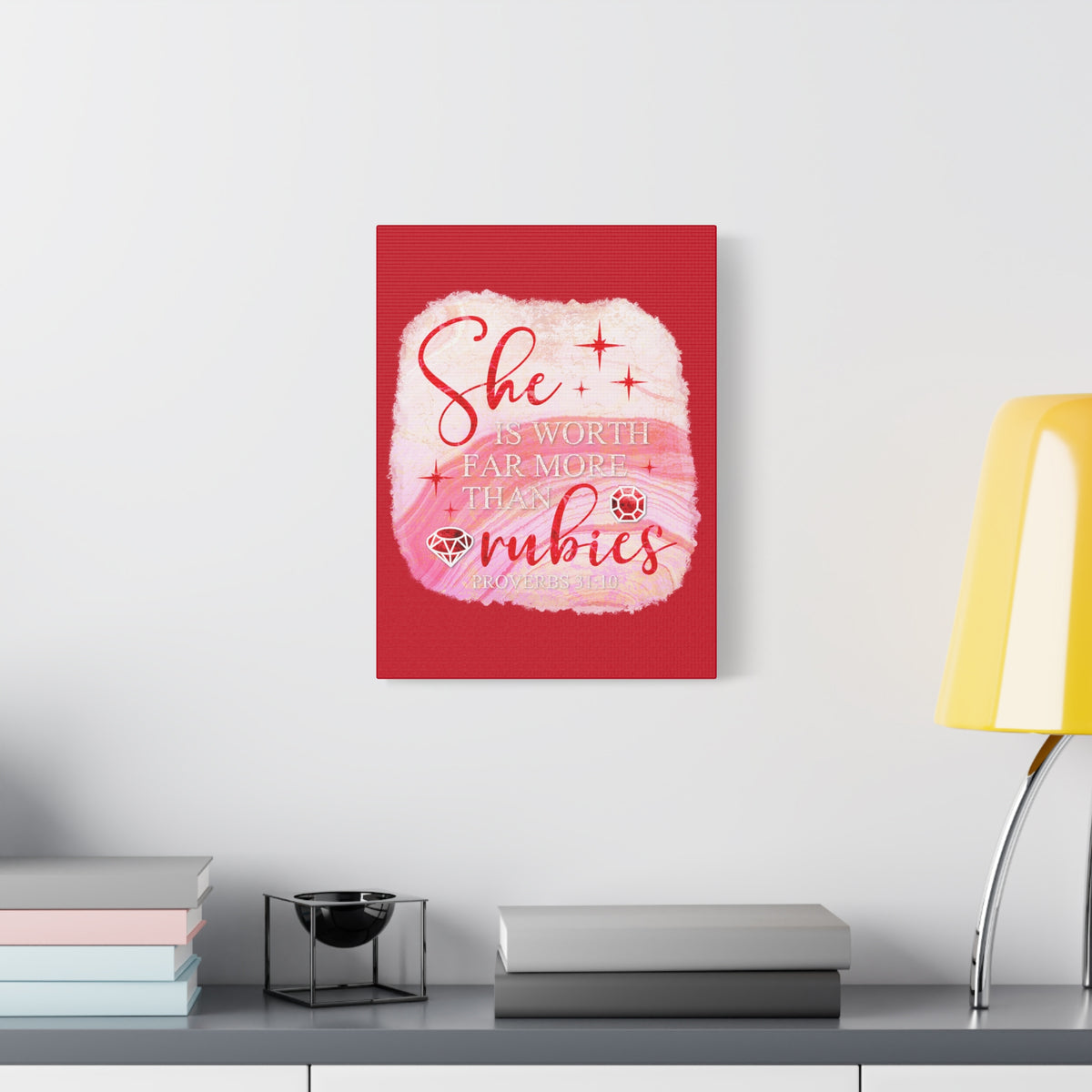 Scripture Walls Rubies Proverbs 31:10 Bible Verse Canvas Christian Wall Art Ready to Hang Unframed