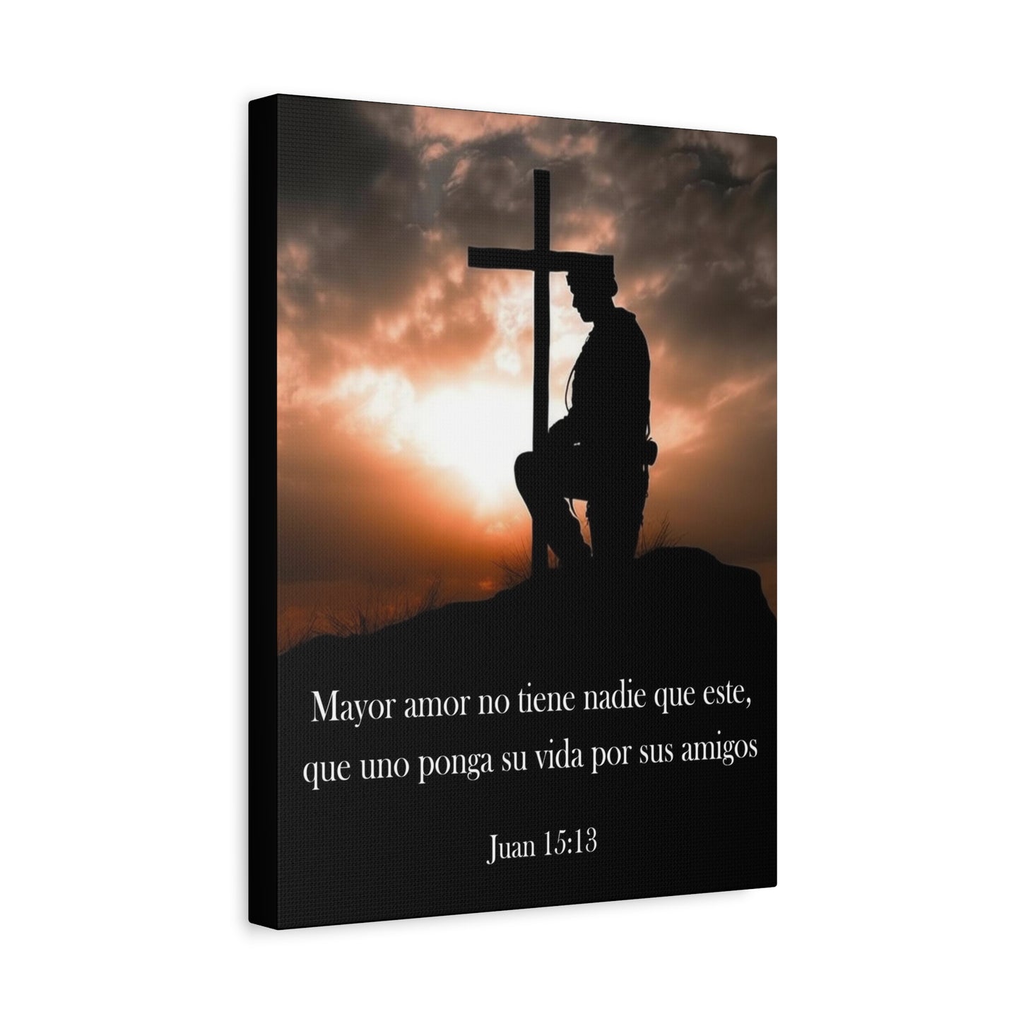 Scripture Walls John 15:13 Greater Love Soldier at Cross Christian Wall Art Print Ready to Hang Unframed