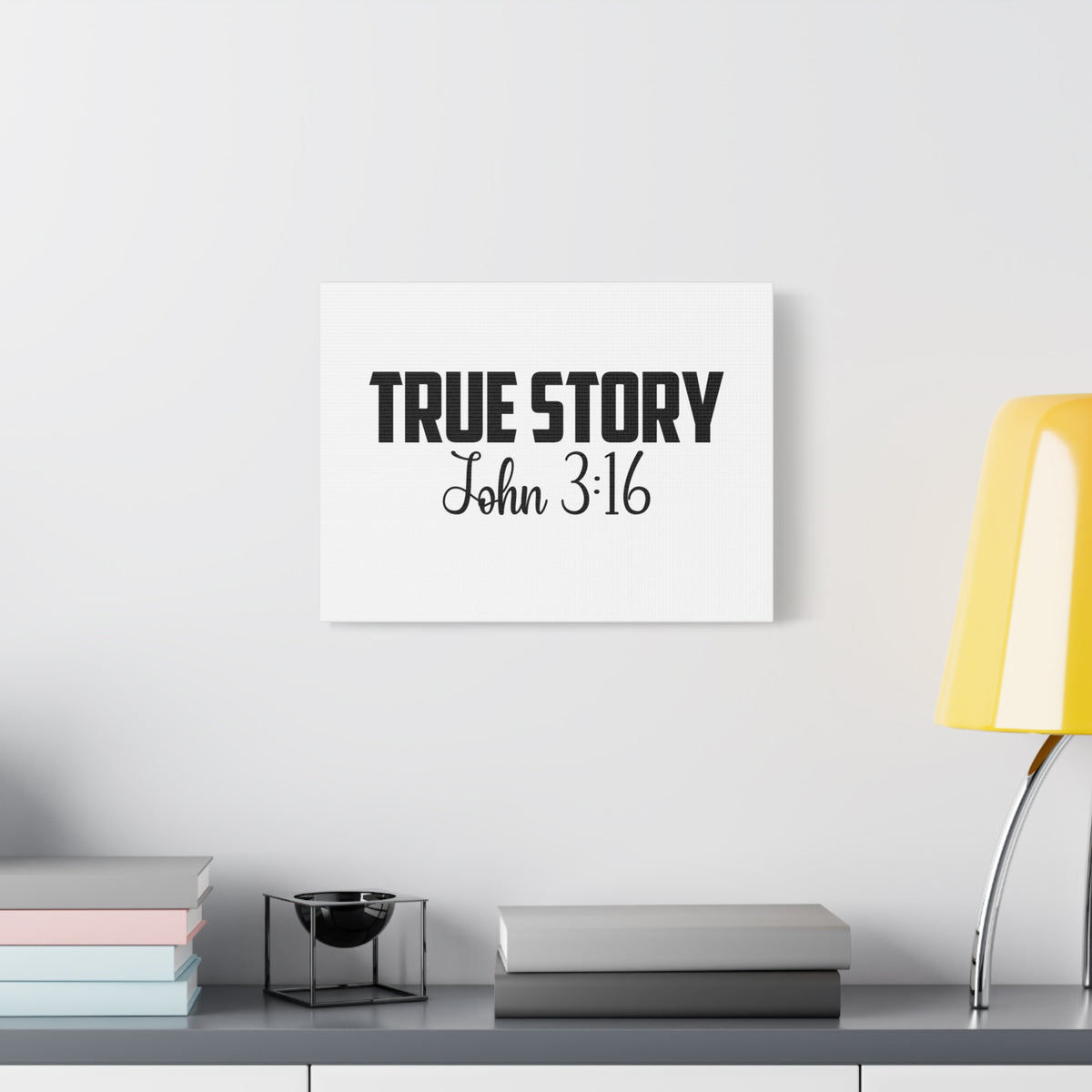 Scripture Canvas True Story John 3:16 Christian Wall Art Bible Verse Print Ready to Hang