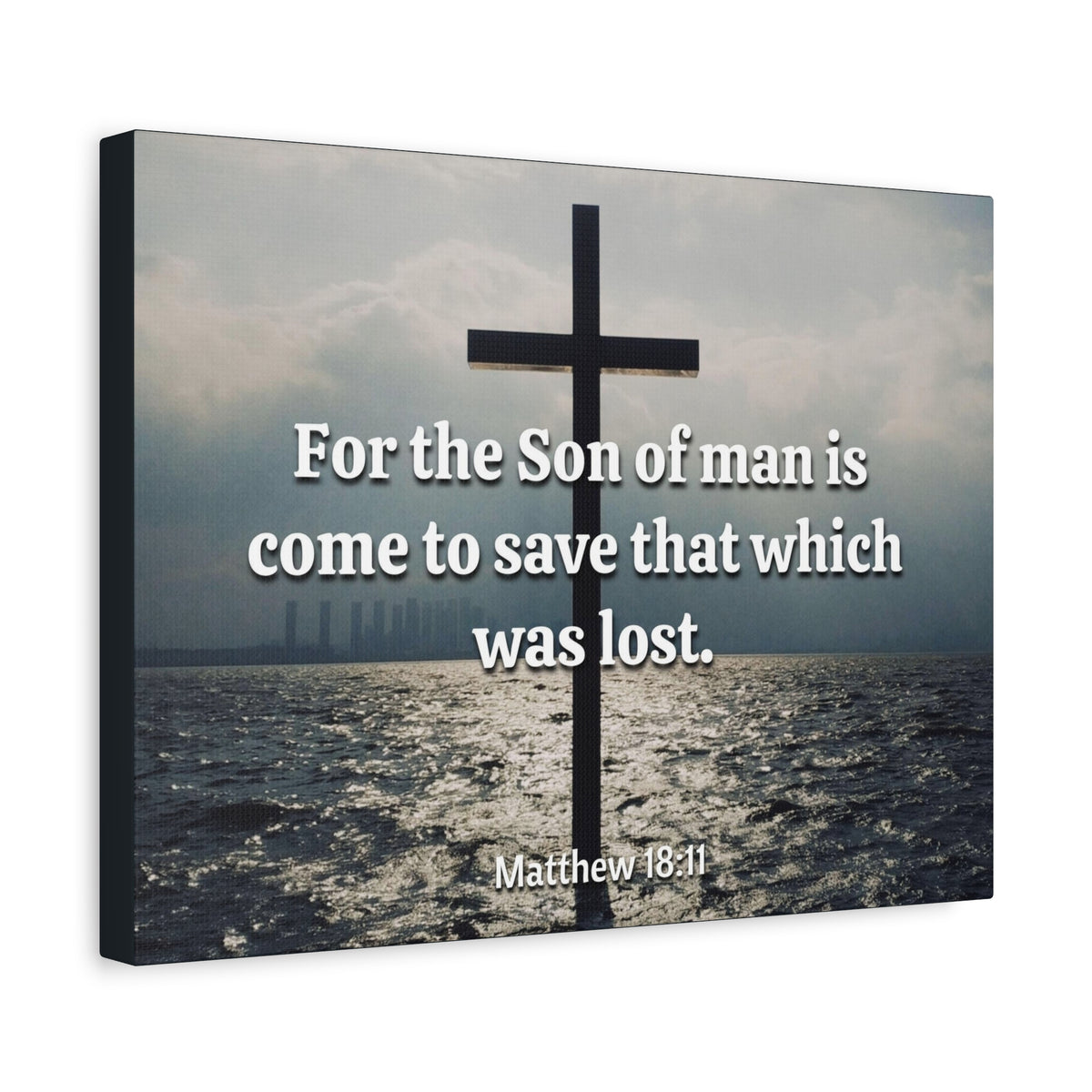 Scripture Canvas Christ Saves Matthew 18:11 Christian Wall Art Bible Verse Print Ready to Hang