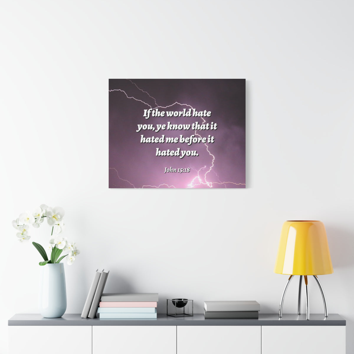 Scripture Canvas The World John 15:18 Christian Wall Art Bible Verse Print Ready to Hang