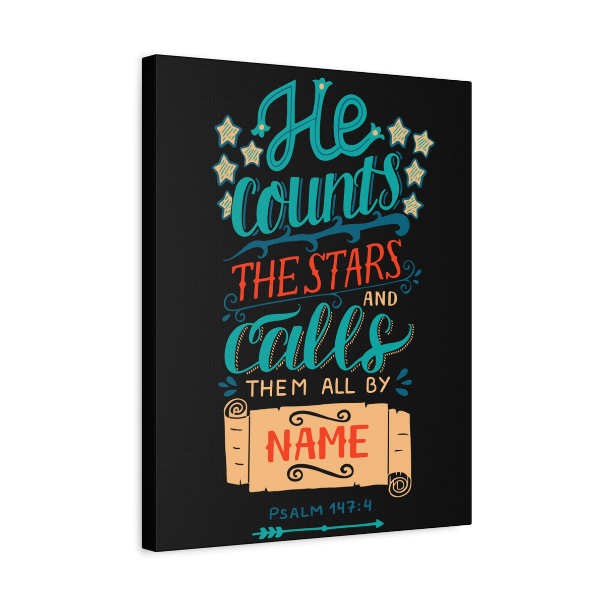 Scripture Canvas He Counts The Stars Psalm 147:4 Christian Wall Art Bible Verse Print Ready to Hang