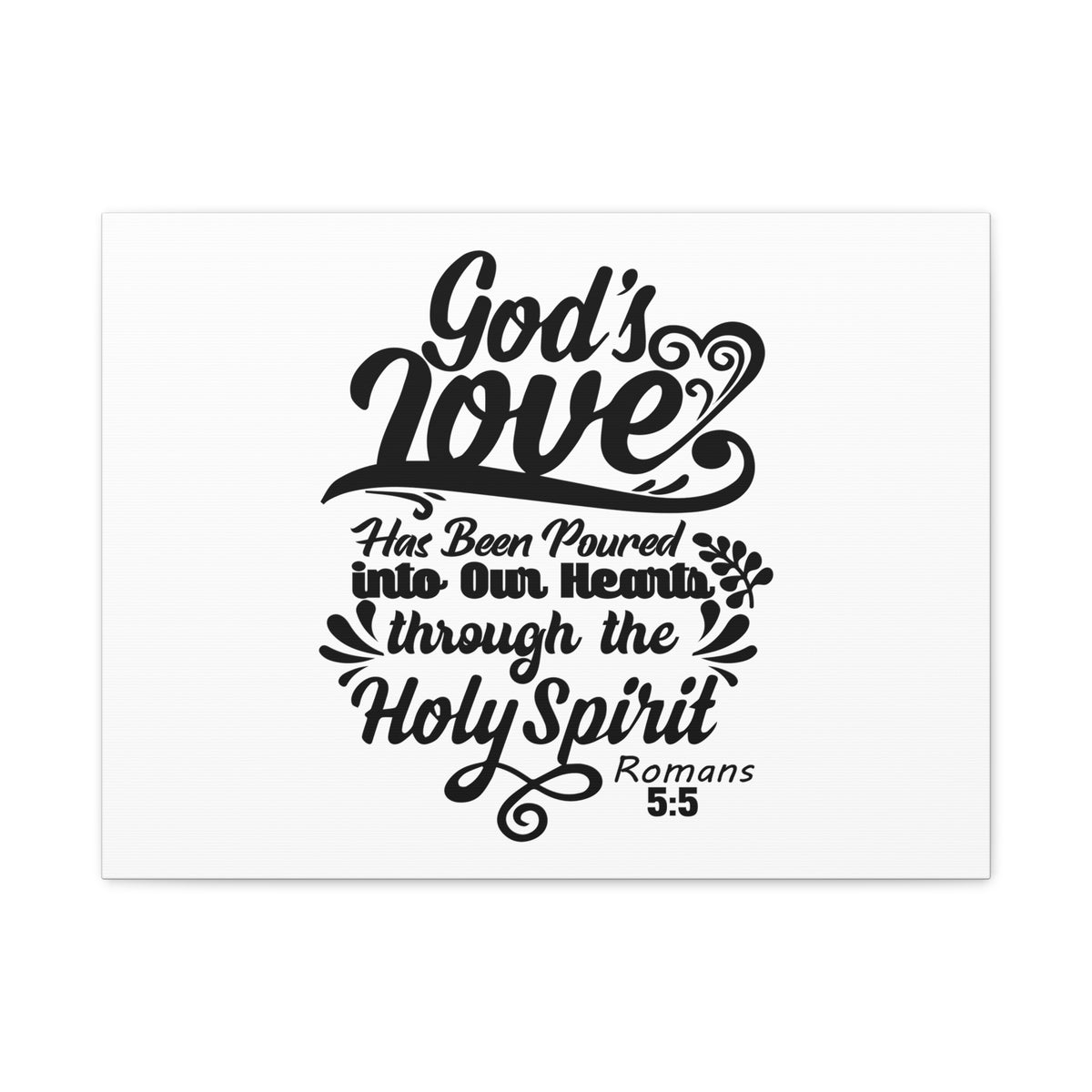 Scripture Canvas God's Love Romans 5:5 Christian Wall Art Bible Verse Print Ready to Hang