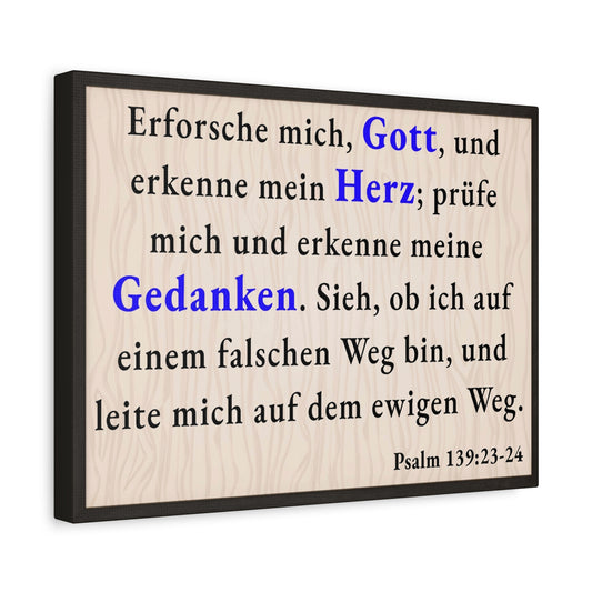 Scripture Walls Psalm 139:23-24 Search Me God German Bible Verse Canvas Christian Wall Art Ready to Hang Unframed