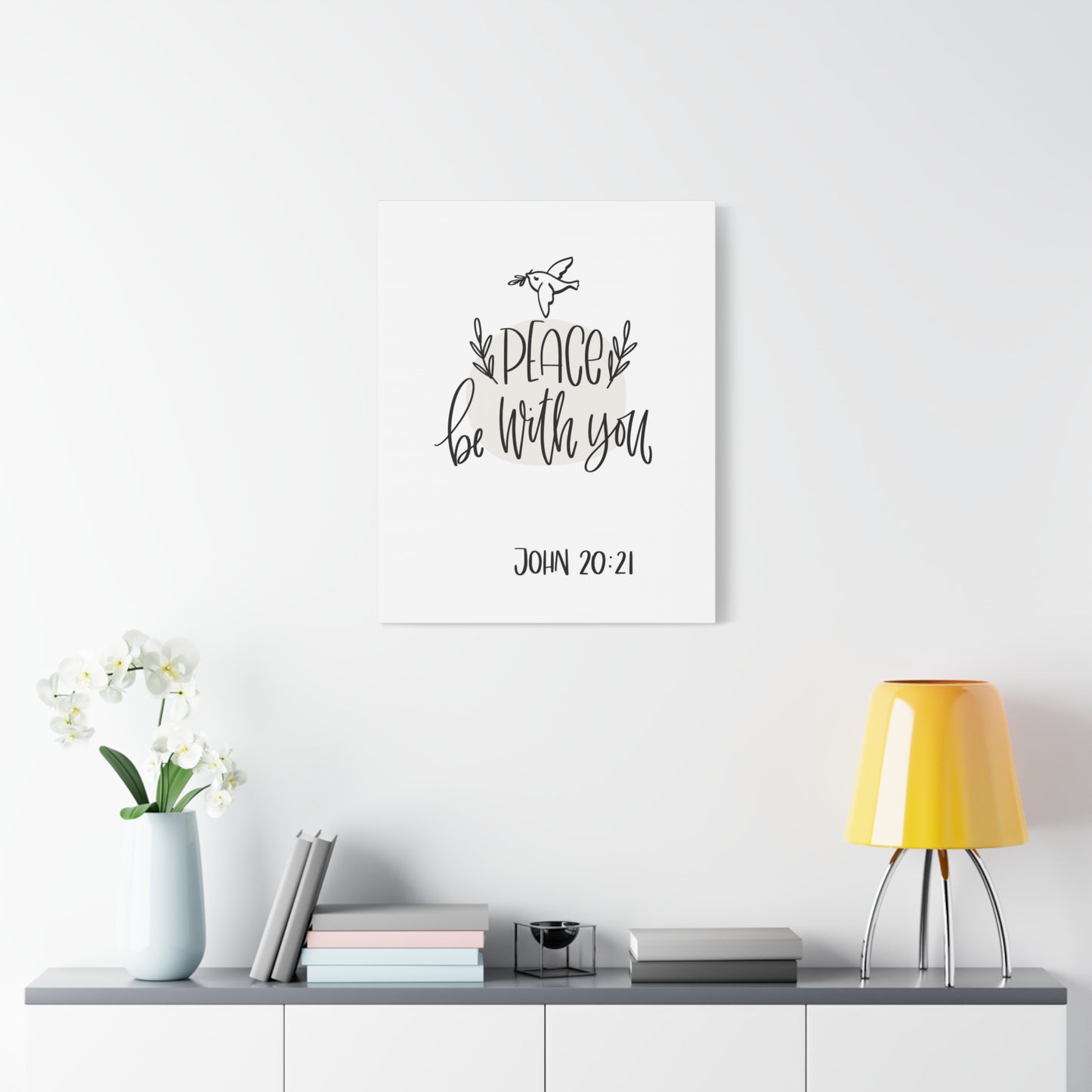 Scripture Canvas Peace Be With You John 20:21 Christian Wall Art Bible Verse Print Ready To Hang