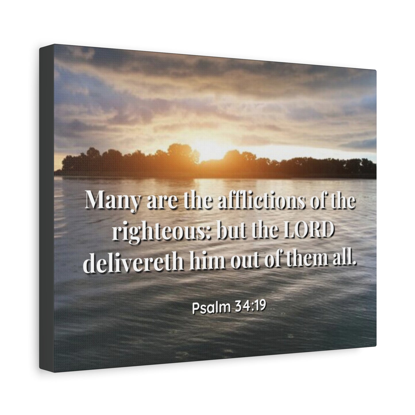 Scripture Canvas The Afflictions Psalm 34:19 Christian Wall Art Bible Verse Print Ready to Hang