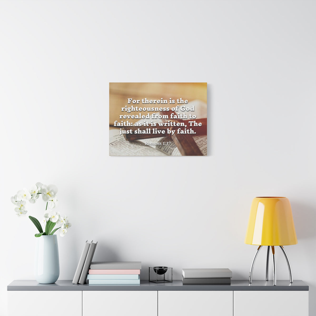 Scripture Canvas Live By Faith Romans 1:17 Christian Wall Art Bible Verse Print Ready to Hang